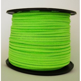 BeadsTreasure Lime Green Suede Cord Lace Leather Cord For Jewelry Making 3x1.5 mm-20 Feet.