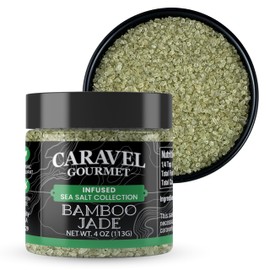 Bamboo Jade Sea Salt Infused with Wild Harvested Hawaiian Bamboo – Premium Finishing Salt that Adds a Salty and Green Tea Aroma – 4 oz Pinch Jar by Caravel Gourmet