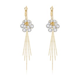 925 Sterling Silver Lightweight Dangling Flower Earrings for Women | Hypoallergenic Drop Earrings | Delicate Floral Design | Great Gift for Her (Sparkling Peach Blossom)