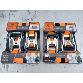 SmartStraps FOUR Heavy Duty SmartStraps 1-1/4 1¼"x14’ 1000lb Work Load X Ratchet Straps NEW
