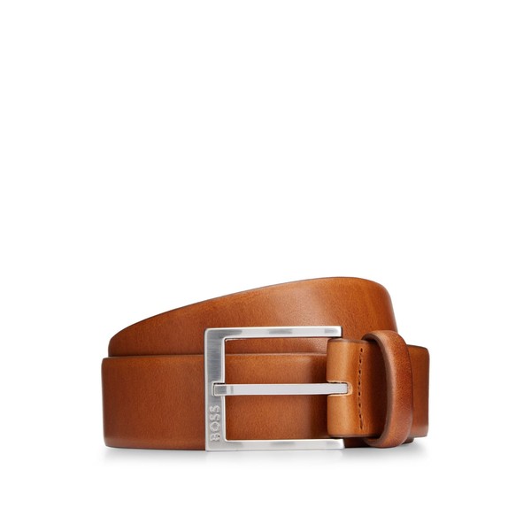 BOSS Men's Erron Sz35 Italian Leather Belt with Silver Clasp,