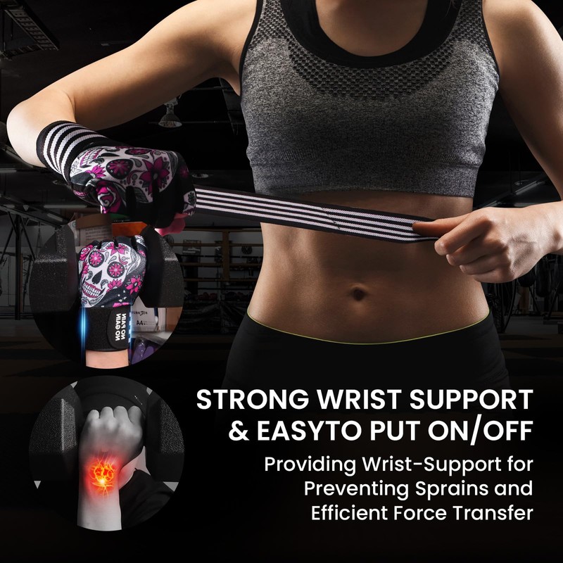 Weight Lifting Workout Gloves Women Men Crossfit with Wrist Wraps