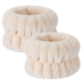 BEIHOO 1 Pair Wrist Band Face Wash Absorbent Wrist Band Anti Wet Microfiber Fluffy Soft Elastic Armband (Khaki)