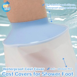 XIRRCV Waterproof Foot Cover for Shower – Cast Cover for Foot, Shower Boot Cover Waterproof Foot, Foot Cover for Shower After Surgery, Reusable Cast Bag for Adult