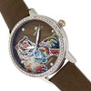 Empress Diana Automatic Engraved MOP Leather-Band Watch, Olive, One Size,