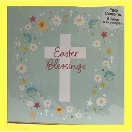 Easter Blessings Religious Greeting Cards with Envelopes, 12.5 x 12.5 cm, Pack of 6