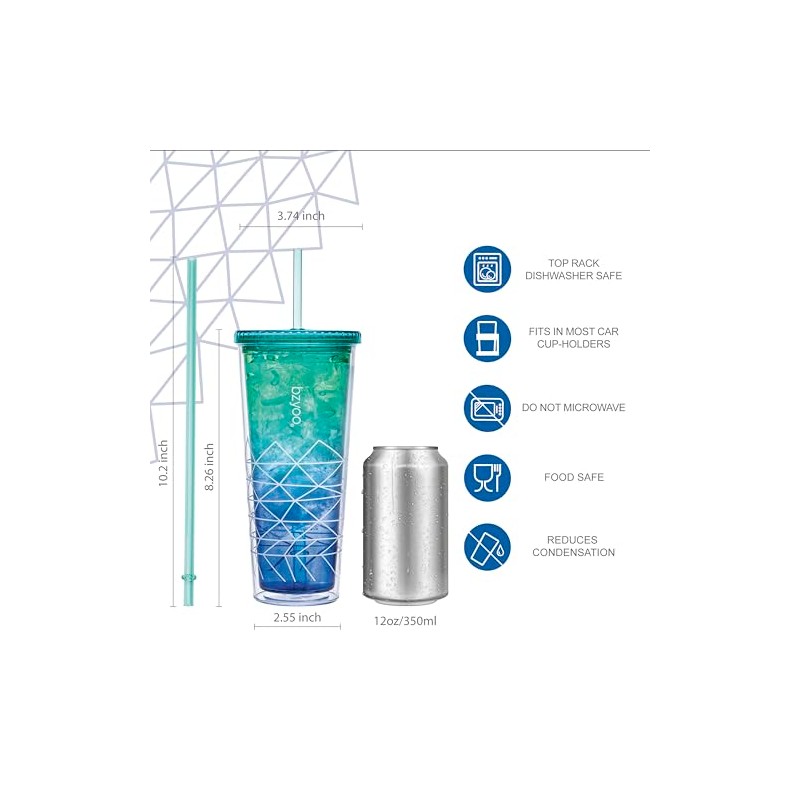bzyoo SIP 24oz (710ml) Vaso de plástico de doble pared