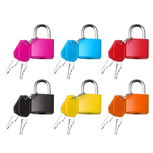 6 Pcs Luggage Locks with Keys, Locker Lock Small Luggage Padlocks, Suitcase Locks Metal Keyed Padlock for School Gym