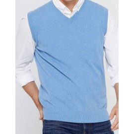 State Cashmere Sleeveless Sweater Vest - V-Neck Pullover for Men Made with 100% Pure Cashmere Sourced from Inner Mongolia Goats - Soft, Lightweight & Versatile - (Bella Blue, Medium)