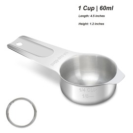 AUOIKK 1/4 Cup (60 ml | 2 oz | 60 cc) Stainless Steel Measuring Cup, Metal Measuring Cup for Cooking & Baking