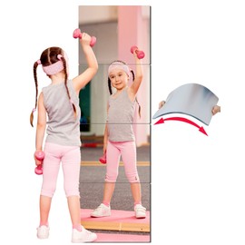 BQRIS Kids Safety Unbreakable Mirror,Acrylic Shatterproof Mirrors Full Length,12"x12"x4 Pack,Children Non Glass Stick on Mirror,Gym Mirror for Home Workout,Bedroom Body Mirrors Wall Dormitory