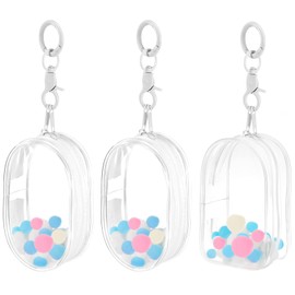 Case, Bag, Pain Bag, Set of 3, Sewn Pouch, Dustproof, Going Out, Doll Holder, Key Holder, Fully Transparent, PVC, Active Zipper, Pom Pom Ball Included, For Stuffed Animals