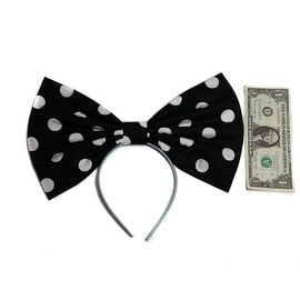 Giant Extra Large Hair Bow Collection- Red Polka Dot"Minnie Mouse" Inspired Hair Bows- Red- Black- Or Pink- Rockabilly, Pin Up, Retro, cosplay (Headband, Black Polka Dots)
