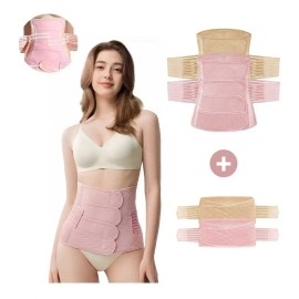 Jrff&gwky®conjunto De 4 Piezas 3 En 1 Faja Posparto Ajustable, Envoltura De Cintura Abdominal Posnatal Y Cinturón Pélvico,faja Postparto Cinturón Cintura/pelvis Cesárea-xl