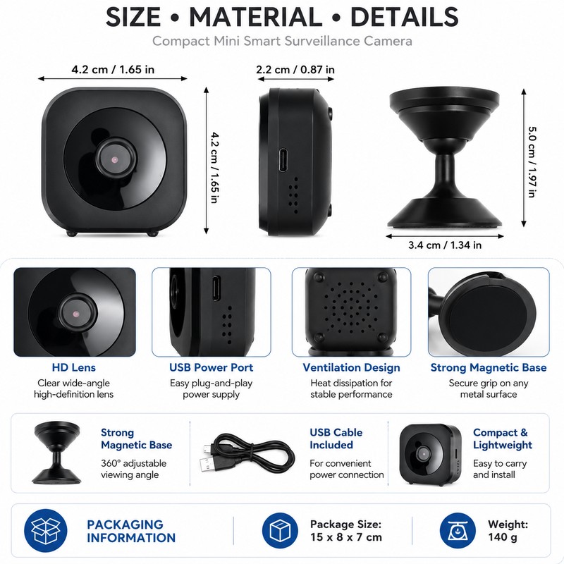 Mini WiFi Security Camera for Home Monitoring – Magnetic HD
