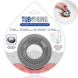 Hair Catcher for Shower Drain & Bathtub – TubRing Pop-Up Drain Protector & Strainer, Reusable Silicone Stopper for Bathroom Clog Prevention, Fits 1.85"–2.16" Drains | Gray