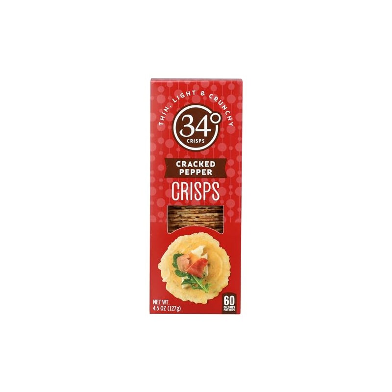34 Degrees Cracked Pepper Crisps, Thin Light & Crunchy Crisps,