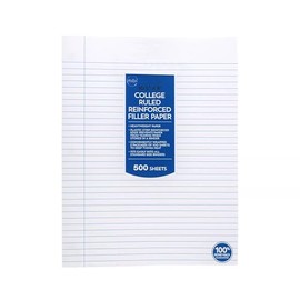 500 Ct. Reinforced Filler Paper College Ruled - White, Mfr: 288843-A