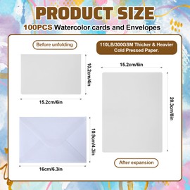 100 Pcs 4" x 6" Blank White Cards and Envelopes - Heavyweight Folded Cards and A4 Envelopes for DIY Greeting Card Wedding Birthday Invitations Baby Shower Thank You Card and All Occasions