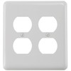 Amerelle Devon Double Duplex Steel Wallplate in White
