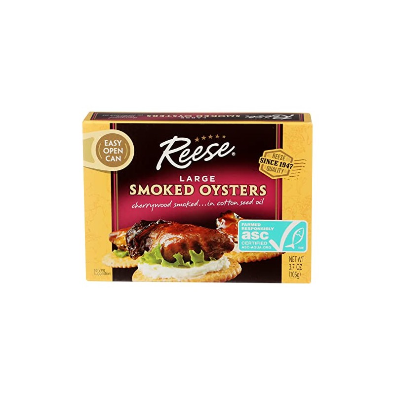 Reese Large Smoked Oysters, 3.7 Ounce (Pack of 10)
