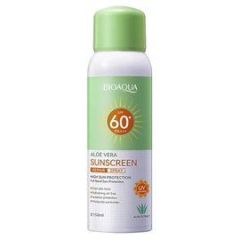 BIOAQUA Spray protector solar Aloe Vera SPF60+ PA+++ UVA/UVB Reparación Refrescante Hidratante Impermeable Resistente al Sudor 5.1 fl oz / 5.07fl.oz