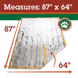 Emergency Thermal Mylar 2 Person Sleeping Bags- 1 Pack -Ultra Compact for Camping, Survival, Disaster Bivouac Shelter- Pocket Sized, 7.25ft x 5.25ft - Retains 90% of Body Heat and Repels Wind & Water