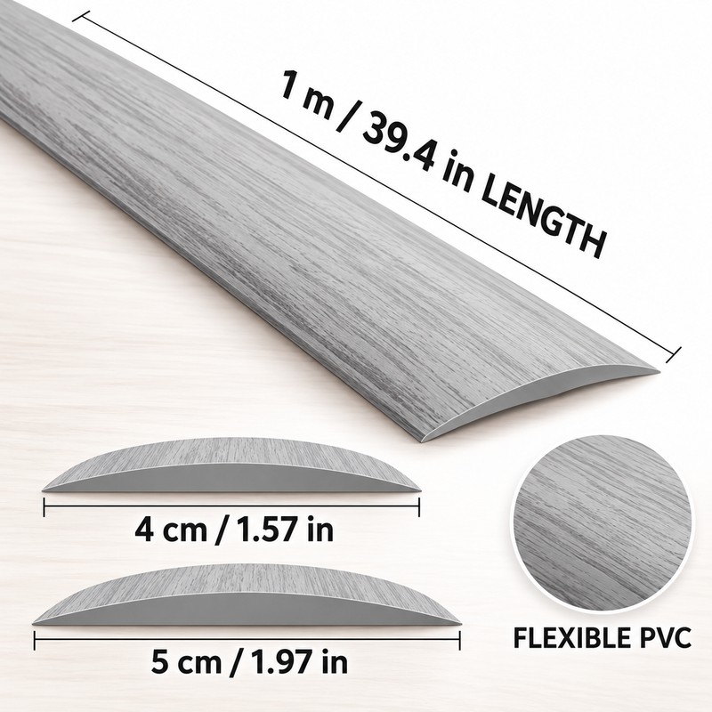 1M Self-Adhesive PVC Floor Transition Strip, 4cm Wood Grain Doorway