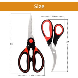 Peacafulife Kitchen Shears Set of 2, Heavy Duty Kitchen Scissors Seafood Scissors, Stainless Steel Sharp Food Cooking Scissors for Meat, Bones, Fish, Poultry, Vegetables, Chicken, Dishwasher Safe