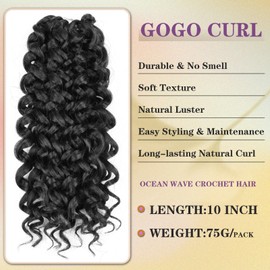 Gogo Curl Ocean Wave Crochet Braids Hair Extensions Natural Black Color Short Curly Hair For Women(1#, 14)