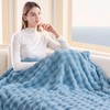 Deamsure Twin Blanket for Couch Blue 3D Bubble Fleece Soft