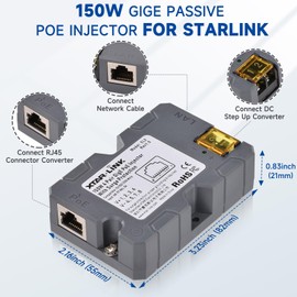 GODPEE SZSAUTO 150W GigE Passive PoE Injector for Starlink Internet Kit Satellite -Built-in Surge and ESD Protection - 48-57V PoE Power Injector Compatible with Starlink Gen 3/Gen 2 Satellite