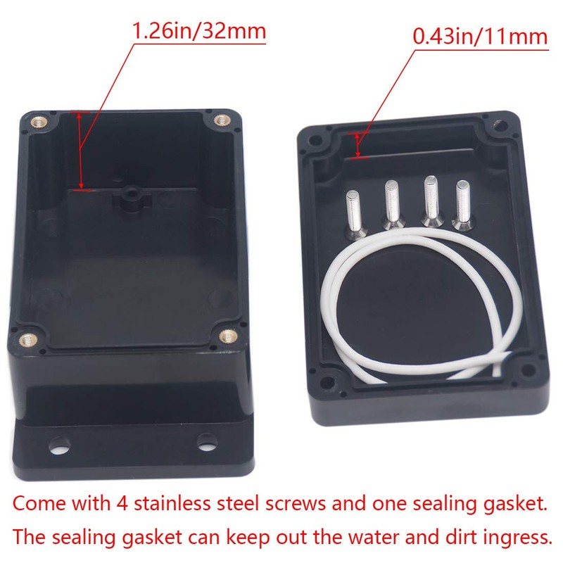 Otdorpatio 2Packs Junction Box IP65 Waterproof ABS Plastic Electrical Project