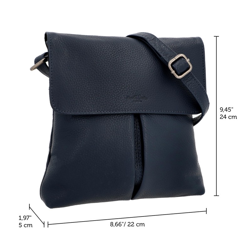 Gusti Veha Women's and Men's Leather Shoulder Bag Blue Leather,