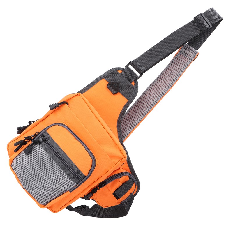 Polyester Multifunctional Fishing Tackle Crossbody Bag with Adjustable Shoulder Straps(Orange