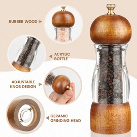 Jepsen Jepsen Salt and Pepper Grinder SetSpice Grinder refillableManual Wooden Salt and Pepper Mill Set with Adjustable Ceramic core Salt Grinder 2 Pieces