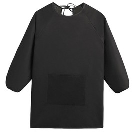 Augesak Children's Painting Apron Craft Apron with Sleeves and Pockets, Children's Apron School Boys Girls for Crafts Painting Baking Cooking, 7-11/12-16 Years, black