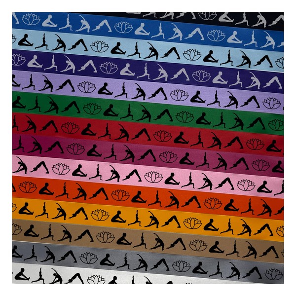 Yoga Poses Lotus Flower Border Satin Ribbon for Bows Gift