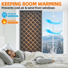 Window Insulation Kit for Winter 47"x63" Cold Weather Thermal Curtain with Heavy Cotton, Insulated Window Cover for Winter & Windows Draft Blocker for Winterizing Windows in Home RV Basement–Black