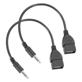 MECCANIXITY Aux to USB Cable, 3.5mm Male Audio Aux Jack Plug to USB 2.0 Female Converter Cords for Car AUX Port, Black