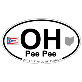 US Decal, Inc. Pee Pee, Ohio Oval Sticker with State Flag
