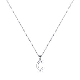 TINGN Women's Necklace, 925 Silver Chain with Letters, Hypoallergenic Initials Necklace, Letter Chain, Initials Pendant, S925 Sterling Silver Chain, Women's Initials Necklace, Jewellery, Gifts, Sterling Silver