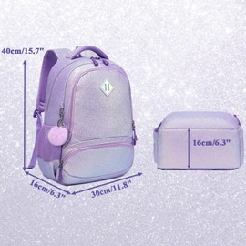 Children's Backpack for Girls School Backpack Children's Backpack School Bag School Bags Girls School Bag Children's Backpack for School 1-3 Class, Glitter purple
