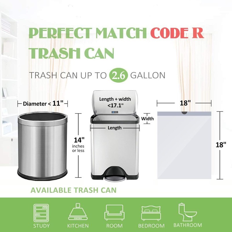 2.6 Gallon 220 Counts Strong Drawstring Trash Bags Garbage Bags