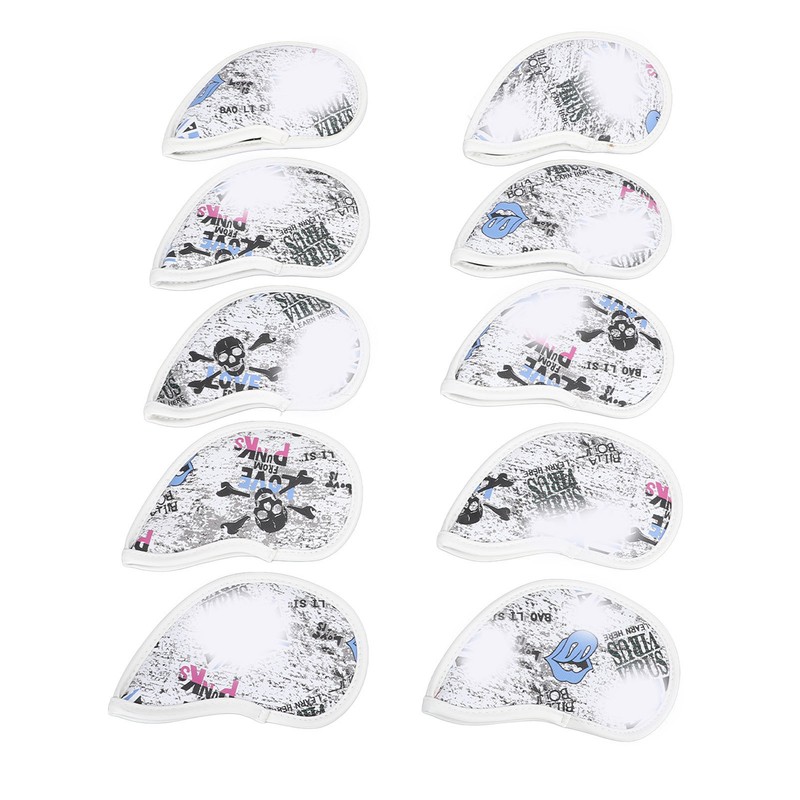10pcs Golf Iron Covers Skull Pattern PU Scratch Proof Club