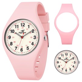 ManChDa Pink Watches for Women Analog Watch Silicone Nurse Watch Medical Waterproof Easy to Read