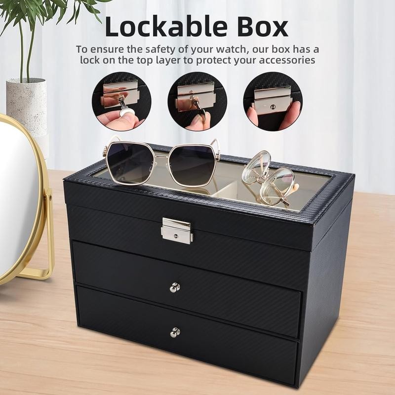 3 Layers 12 Slots Watch Boxes and Pieces Eyeglasses Sunglasses
