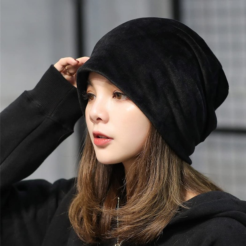 DAYCLOSET hat145 Women's Beanie Hat, Brushed Velour Cap, Cold Protection,