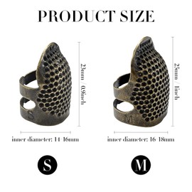 FR 4 Pack (2 Sizes, S/M) Sewing Thimble Finger Protector, Adjustable Finger Metal Shield Protector Pin Needles Sewing Quilting Craft Accessories DIY Sewing Tools Needlework Copper