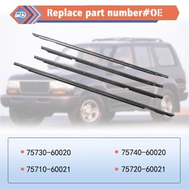 ZONFANT 4 Pcs Car Outer Door Window Moulding Trim Weatherstrip Seal Belt Compatible with 1991-1997 Land Cruiser, 1996-1997 Lexus LX450, Replace#75710-60021 75720-60021 75730-60020 75740-60020
